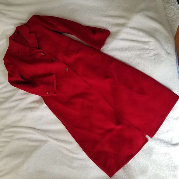 Vintage Wells & Coverly Red Wool Coat - Picture 1 of 16